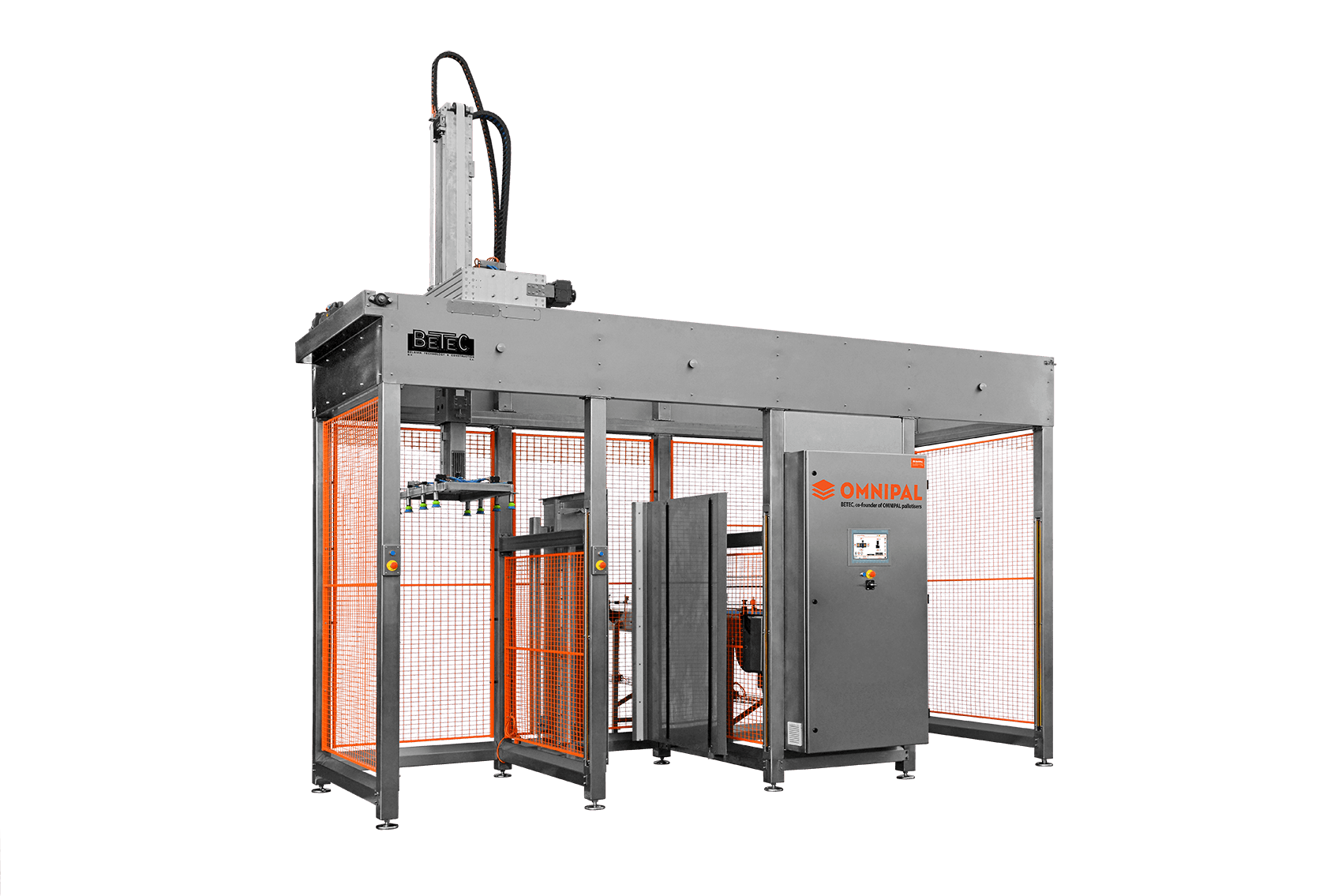 The Dual Gantry Robot type (xxx) with X-Y-Z-movement makes palletising child's play